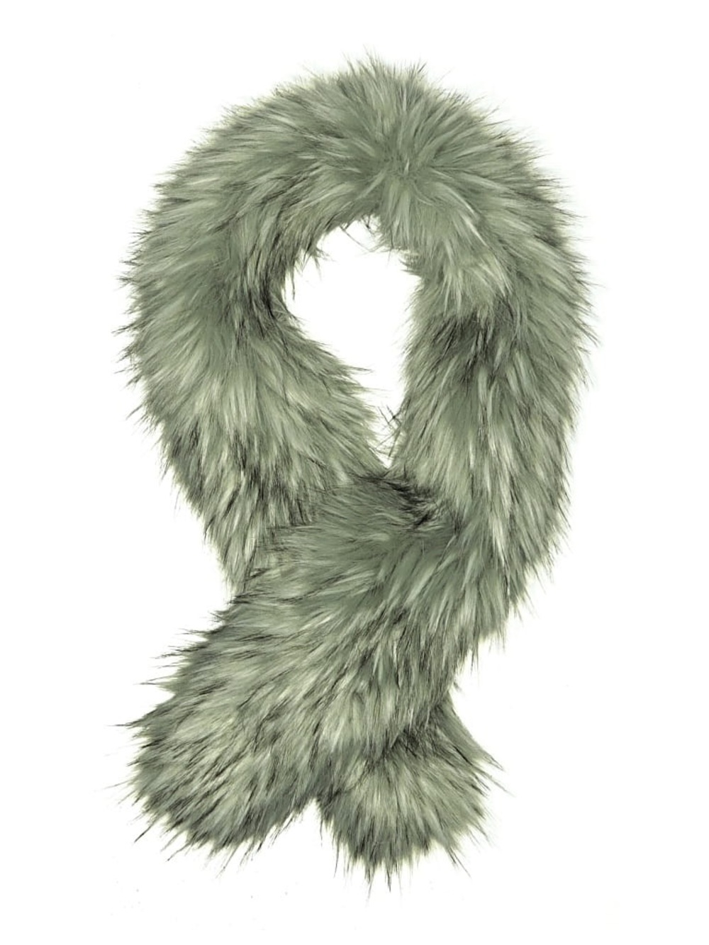 Topshop Faux Fur Scarf in Sage Green/Grey